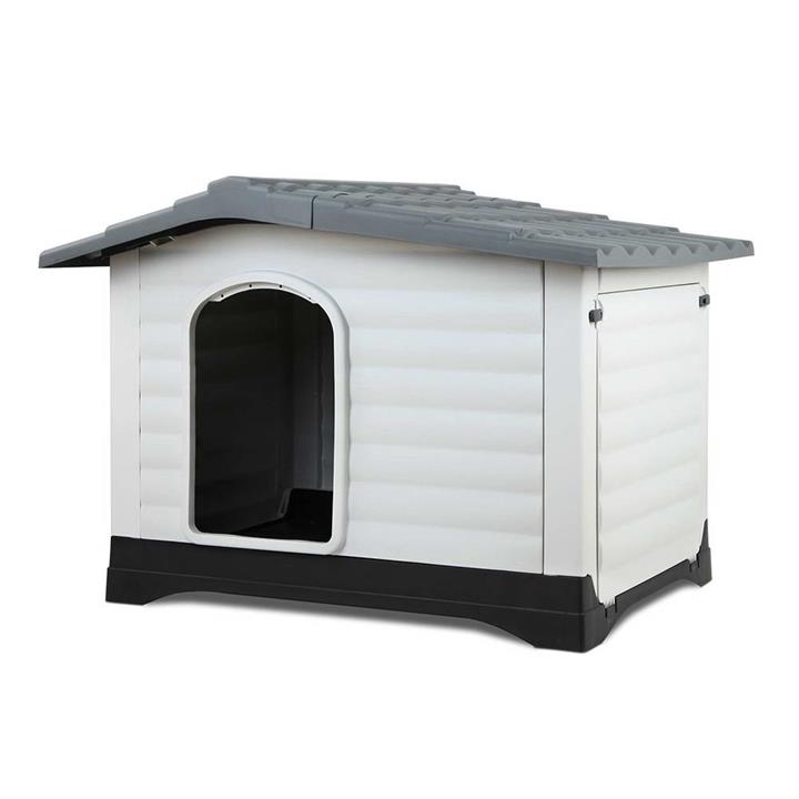 i.Pet Dog Kennel Pet House 2 Doors Weatherproof Plastic XXLarge Grey