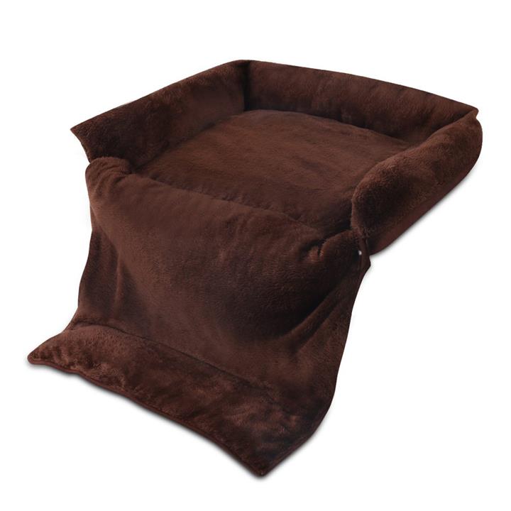 i.Pet 3-in-1 Pet Bed Extendable Dog Cat Couch Soft Blanket W/ Washable Velvet Mat L Brown