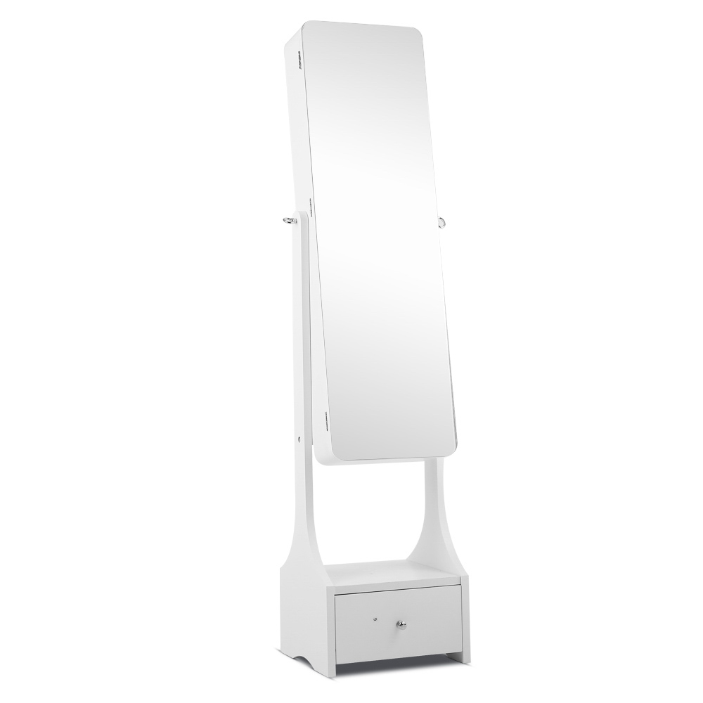 Jewellery Mirror Cabinet with Magnetic Catch (White)