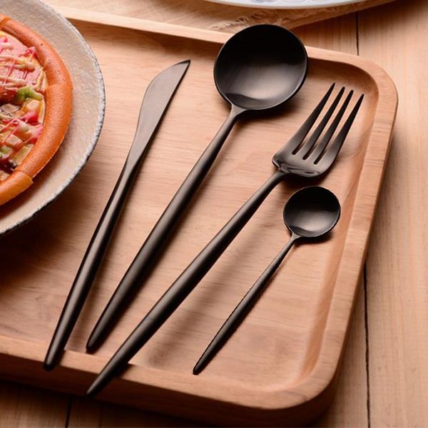 KCASA FL2 4 Pieces Food Grade 304 Stainless Steel Flatware Set Matte Dinnerware Cutlery Tableware