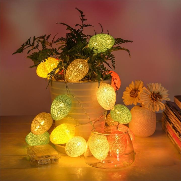 KCASA 1.8M 10 LED Cotton Easter Egg String Lights LED Fairy Lights for Festival Christmas Halloween Party Wedding Decoration Battery Powered