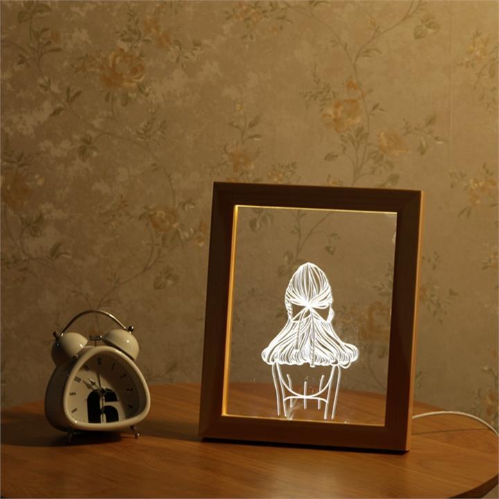 KCASA FL-720 3D Photo Frame Illuminative LED Night Light Girl's Back Desktop Decorative USB Lamp For Bedroom Art Decor Christmas Gifts