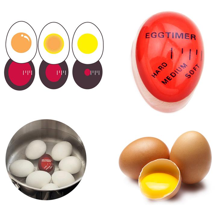 KCASA KC-008 1pc Egg Perfect Color Changing Timer Yummy Soft Hard Boiled Eggs Cooking Kitchen Eco-Friendly Resin Eggs Timer Red