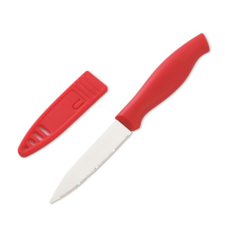 KCASA KF-12 Red Portable Stainless Steel with Blade Cover for Fruit Meat Easy Cutting Sharp Kitchen Knife