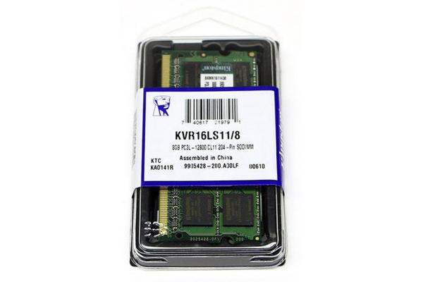 Kingston 8GB (1x8GB) DDR3L SODIMM 1600MHz 1.35V / 1.5V Dual Voltage ValueRAM Single Stick Notebook Memory