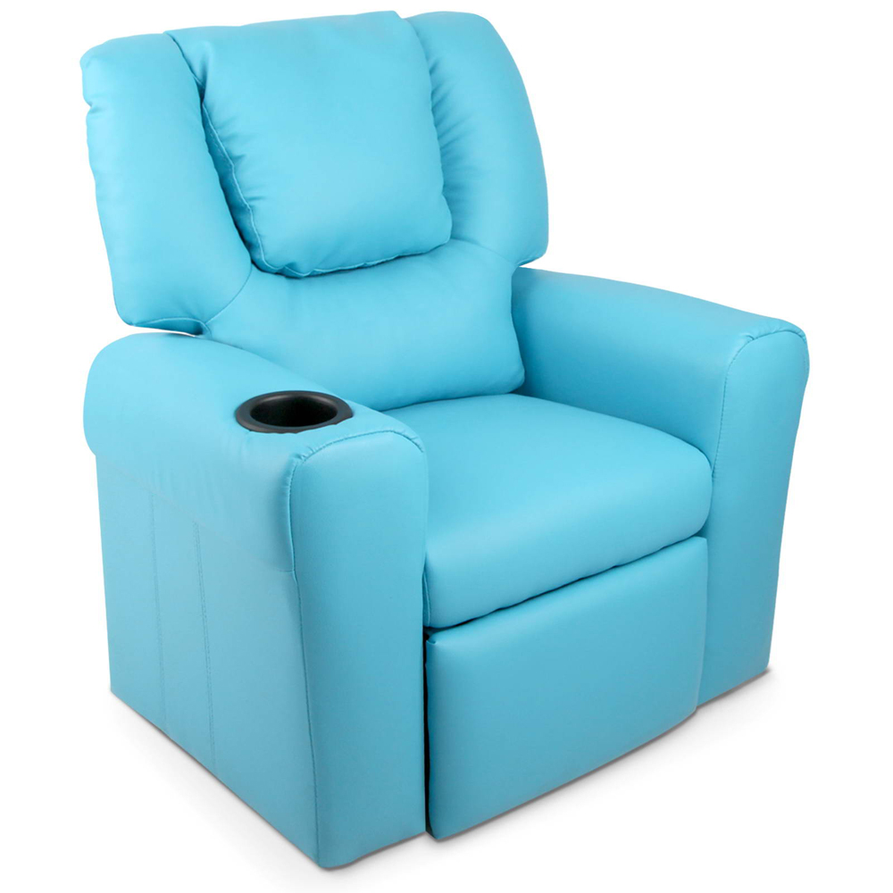 Kids Padded PU Leather Recliner Chair (Blue)