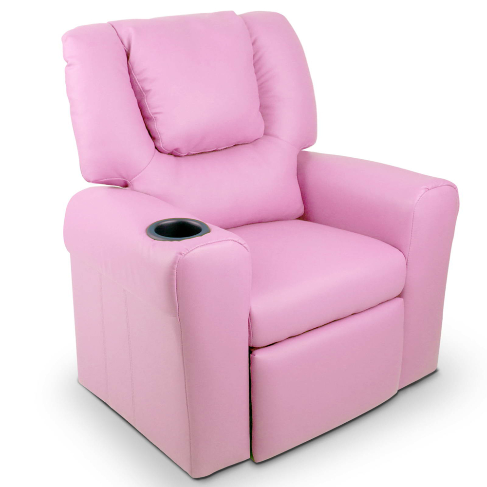 Kids Padded PU Leather Recliner Chair (Pink)