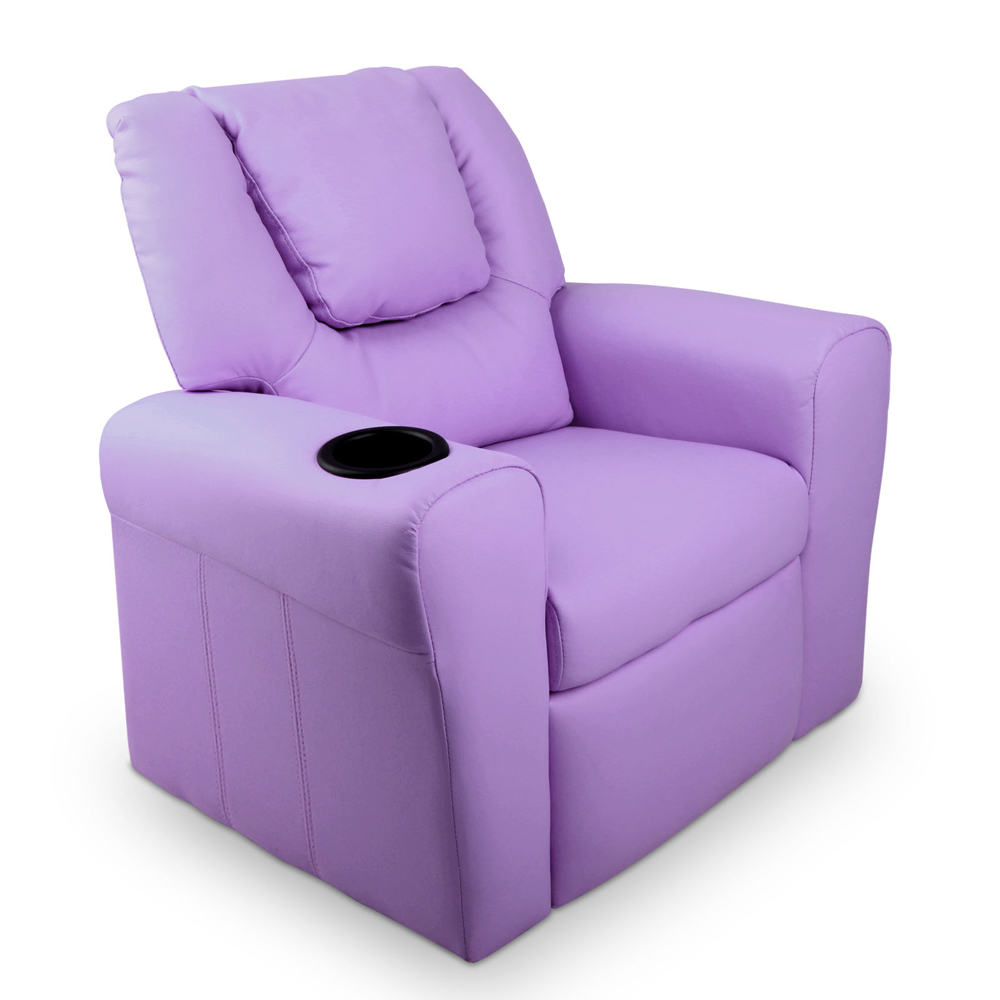 Kids Padded PU Leather Recliner Chair (Purple)