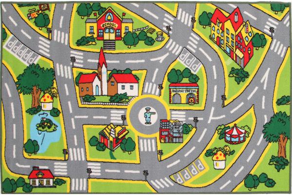 Kids Non Slip Road Map City Rug 200x133cm