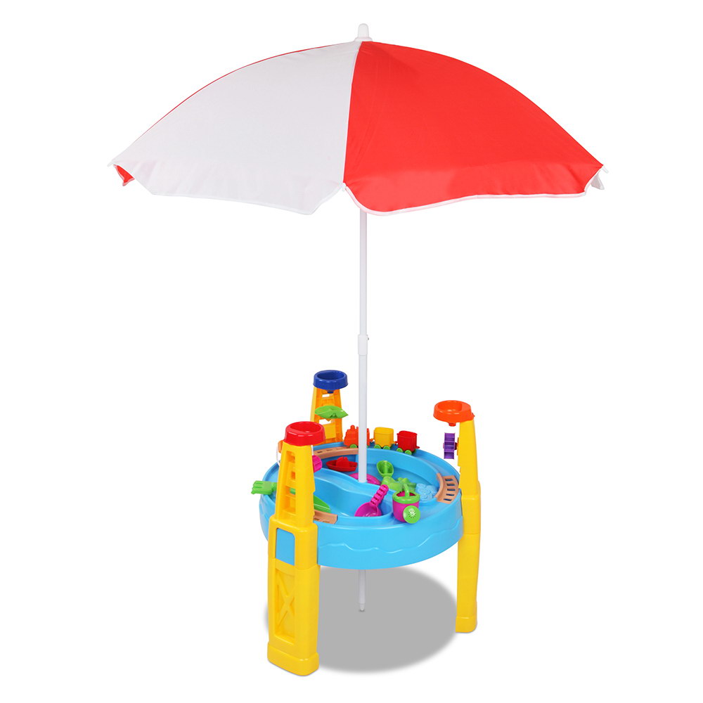 Kids Sand and Water Table Play Set with Umbrella