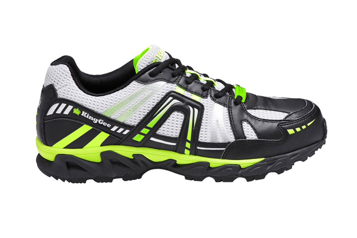 King Gee Men's Comp-Tec G10 Sport Safety Shoe (Black/Lime, Size 10)