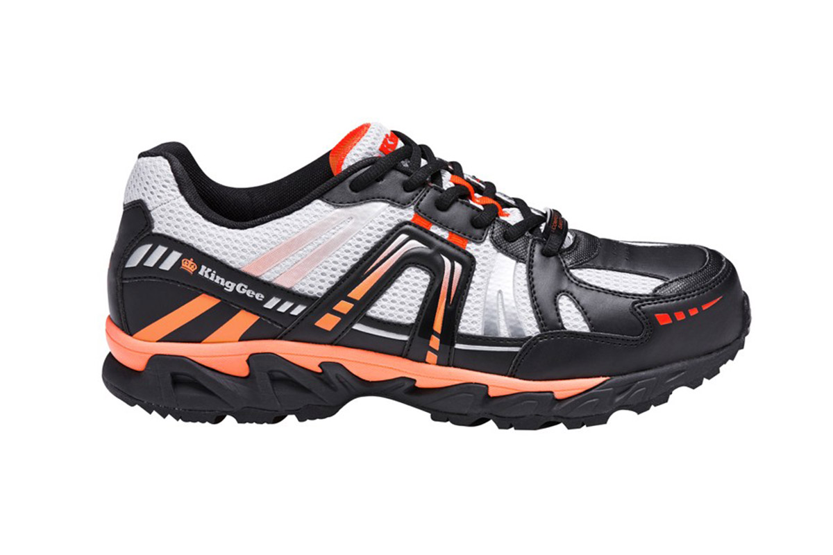 King Gee Men's Comp-Tec G11 Sport Safety Shoe (Black/Orange, Size 10)