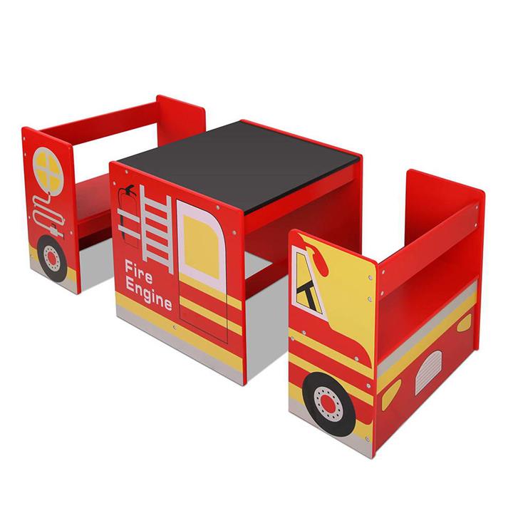 Kids Wooden Table and Chair Set Fire Engine Design Childrenâs Furniture