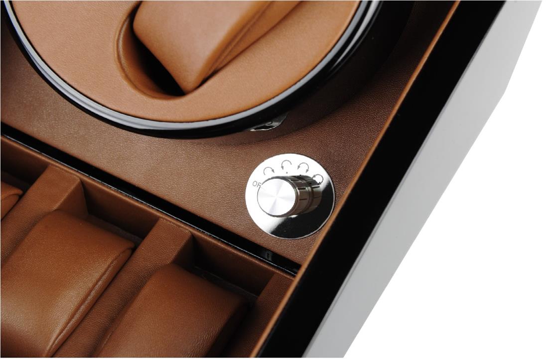 Kingsley Luxury wooden Automatic Watch Winder black w/ brown leather