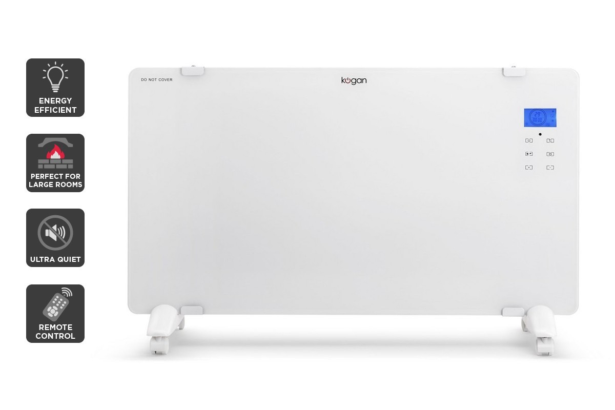 Kogan 1500W White Glass Portable Electric Panel Heater