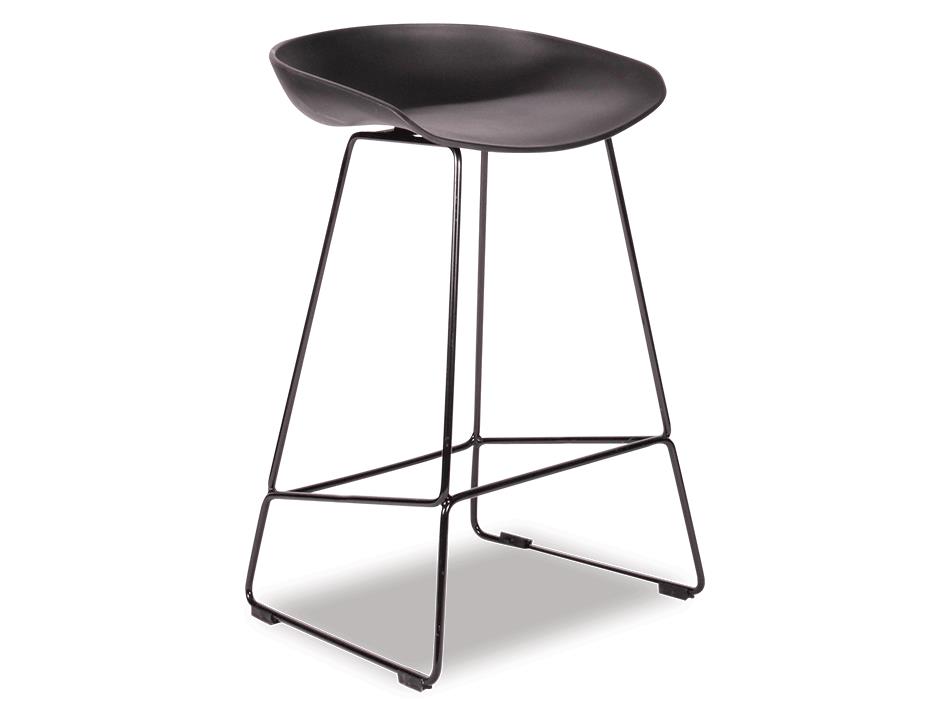 Kobe Stool Black Sled Base Frame | Black Shell Seat