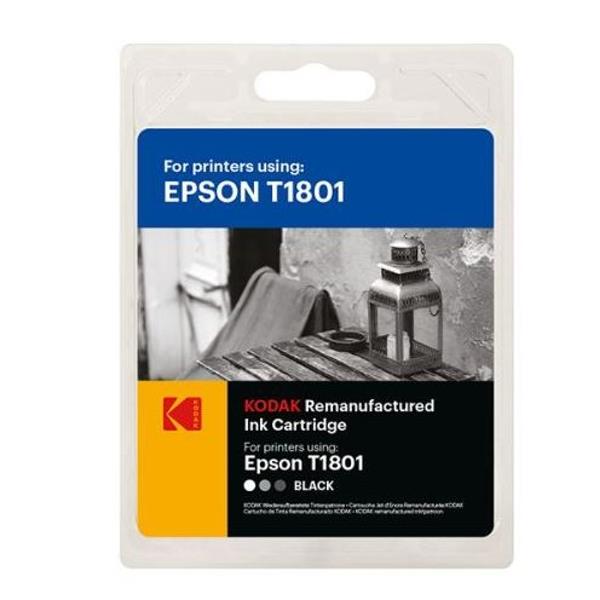 Kodak Remanufactured Epson T1801 Black Inkjet Ink, 12ml