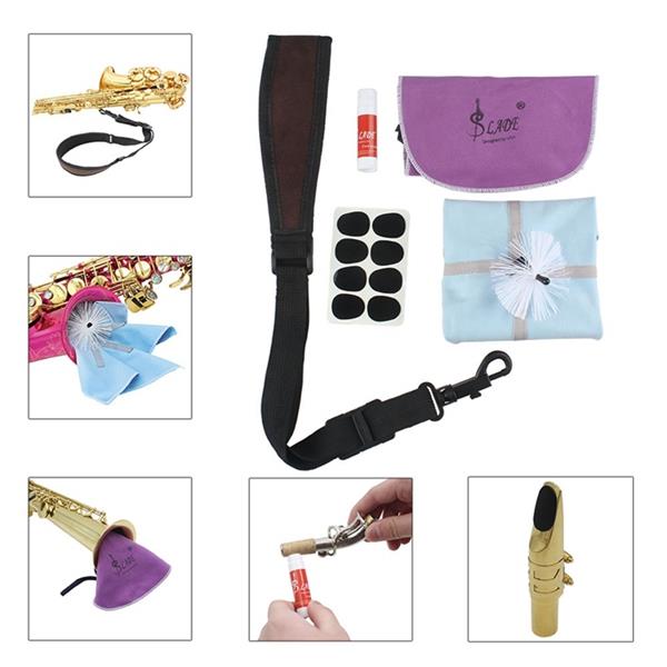 LADE 5 IN 1 Saxophone Accessories SeT-strap Cork Grease Mouthpiece Cushions Cleaning Cloth