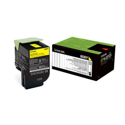 Lexmark 808Y Yellow Toner 1,000 Pages Yellow