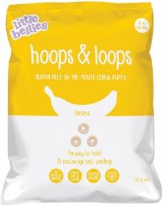 Little Bellies Organic Hoops & Loops Banana Cereal Puffs G/F (9+ months) 50g