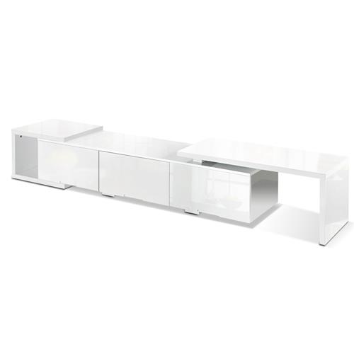 Lowline Entertainment Unit Adjustable Length TV Stand Cabinet High Gloss White