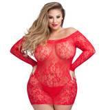 Lovehoney Plus Size Red Off the Shoulder Lace Mini Dress