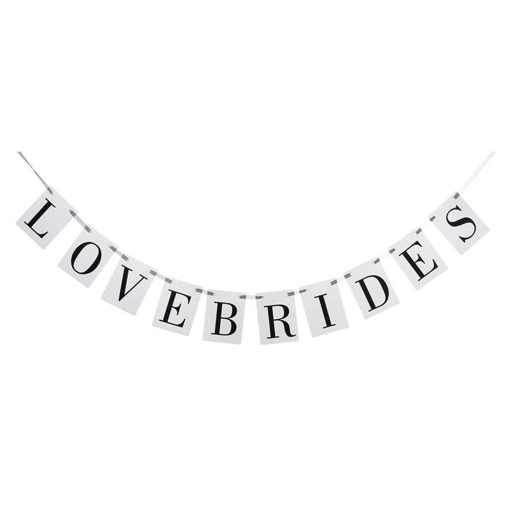 LOVE BRIDES Bunting Hanging Paper Garland Chain Wedding Birthday Party Banner Decoration