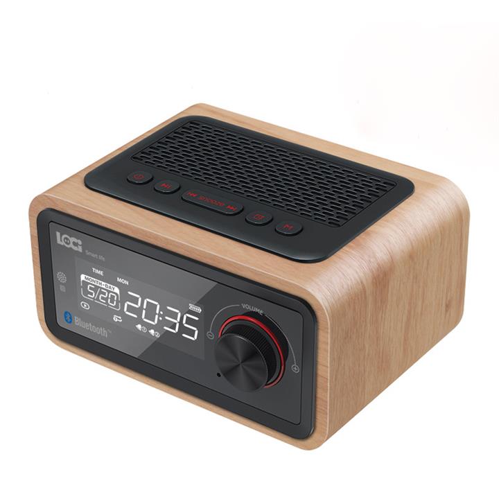 Loci Wireless Bluetooth Wooden Speakers Radio Cassette Player Portable Multi-media Mini Alarm Clock Sound Subwoofer Alarm Clock