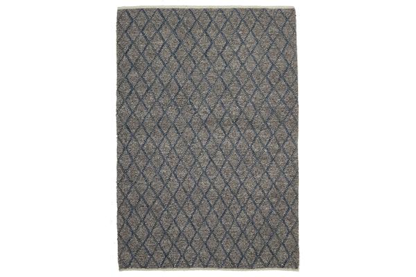 Luxury Madras Felted Wool Rug Blue Grey 280X190cm