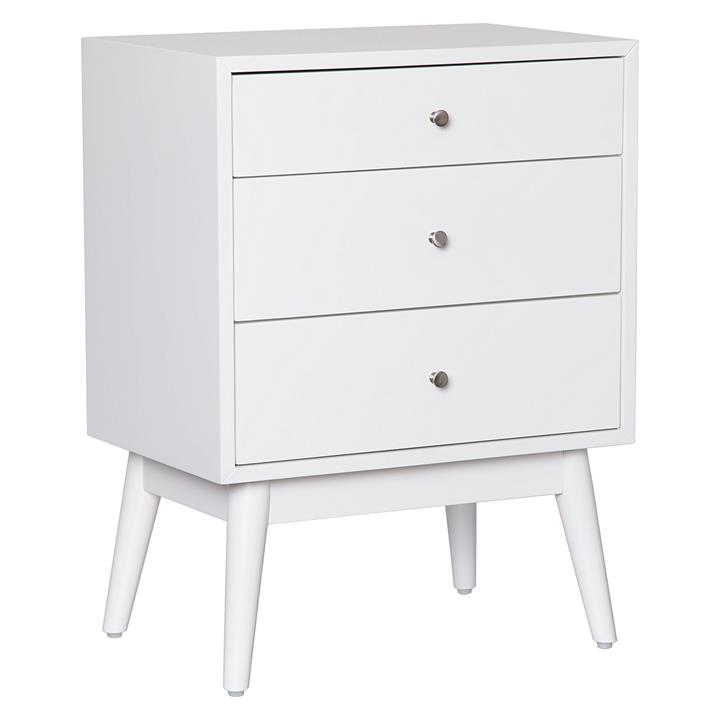 Lucas 3 Drawer Bedside Table, White