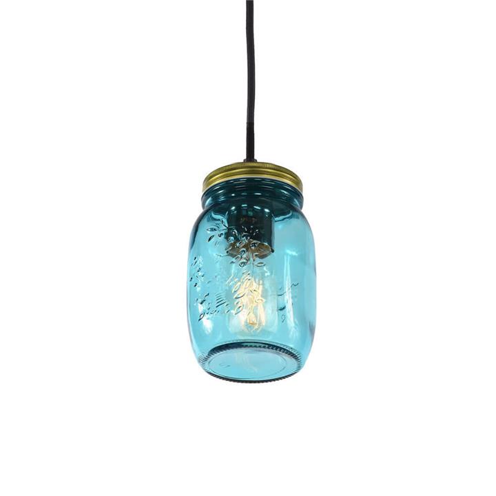 Luxo Floyd Glass Jar Pendant Light - Blue