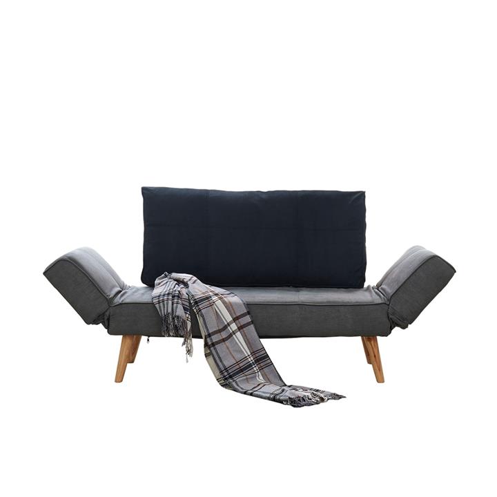 Luxo Aada Scandinavian Fabric Sofa Bed w/ Oak Legs - Black