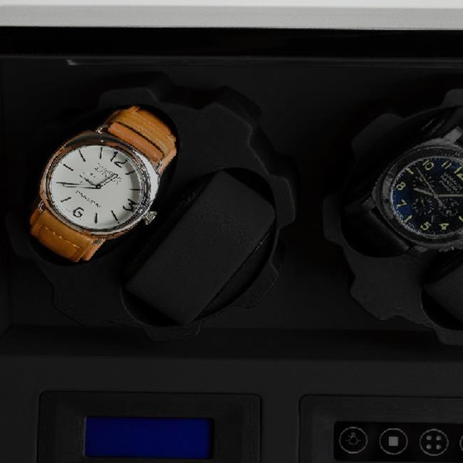 Luxury Watch Winder black w/ black leather Led control executive series