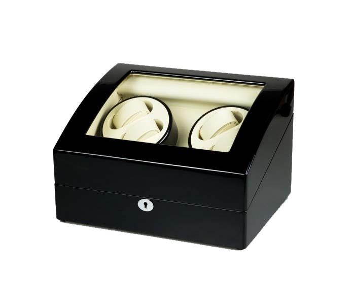 Luxury wooden Watch Winder Automatic black with beige leather interior