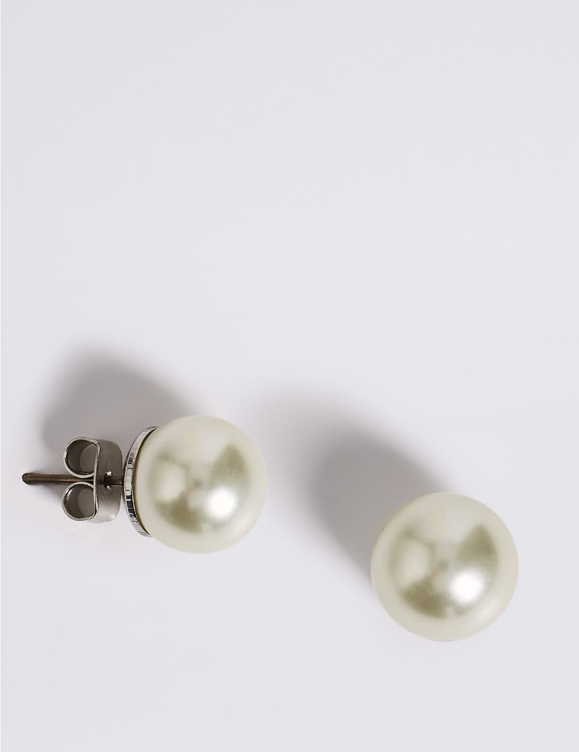 Marks & Spencer Pearl Effect Stud Earrings - Cream - 1SIZE