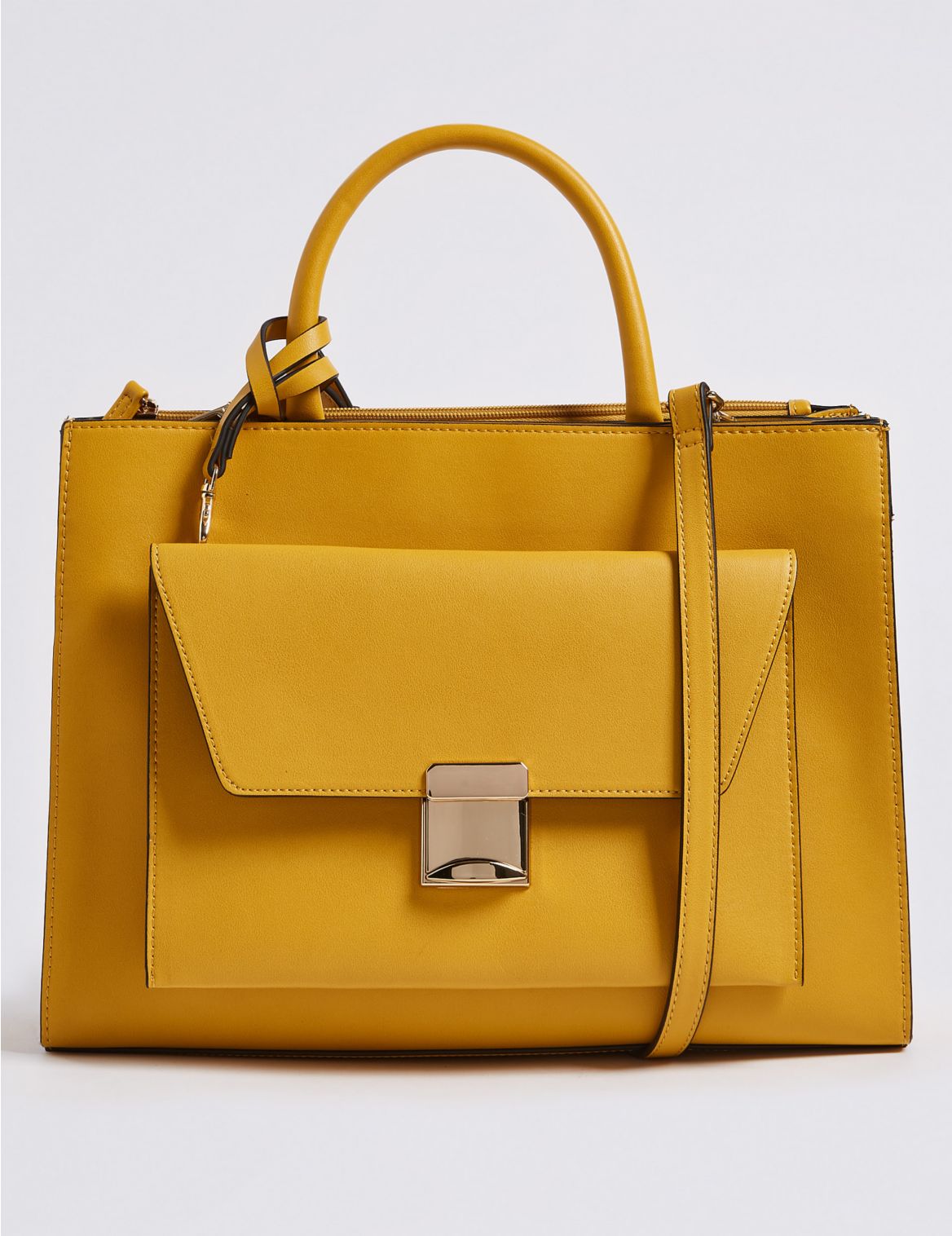 Marks & Spencer Faux Leather Tote Bag with Removable Clutch - Yellow - 1SIZE