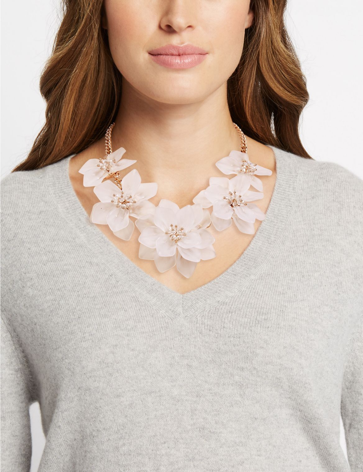 Marks & Spencer Cloudy Flower Necklace - White - 1SIZE