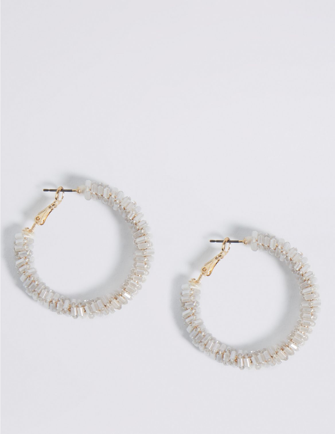 Marks & Spencer Beaded Hoop Earrings - Grey - 1SIZE