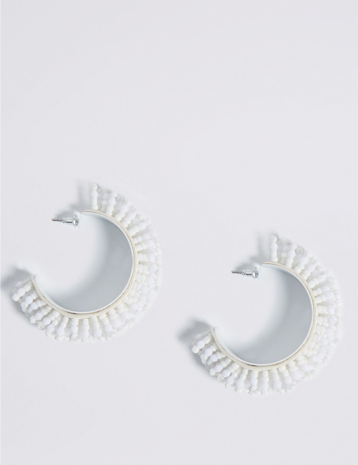 Marks & Spencer Beaded Hoop Earrings - White - 1SIZE