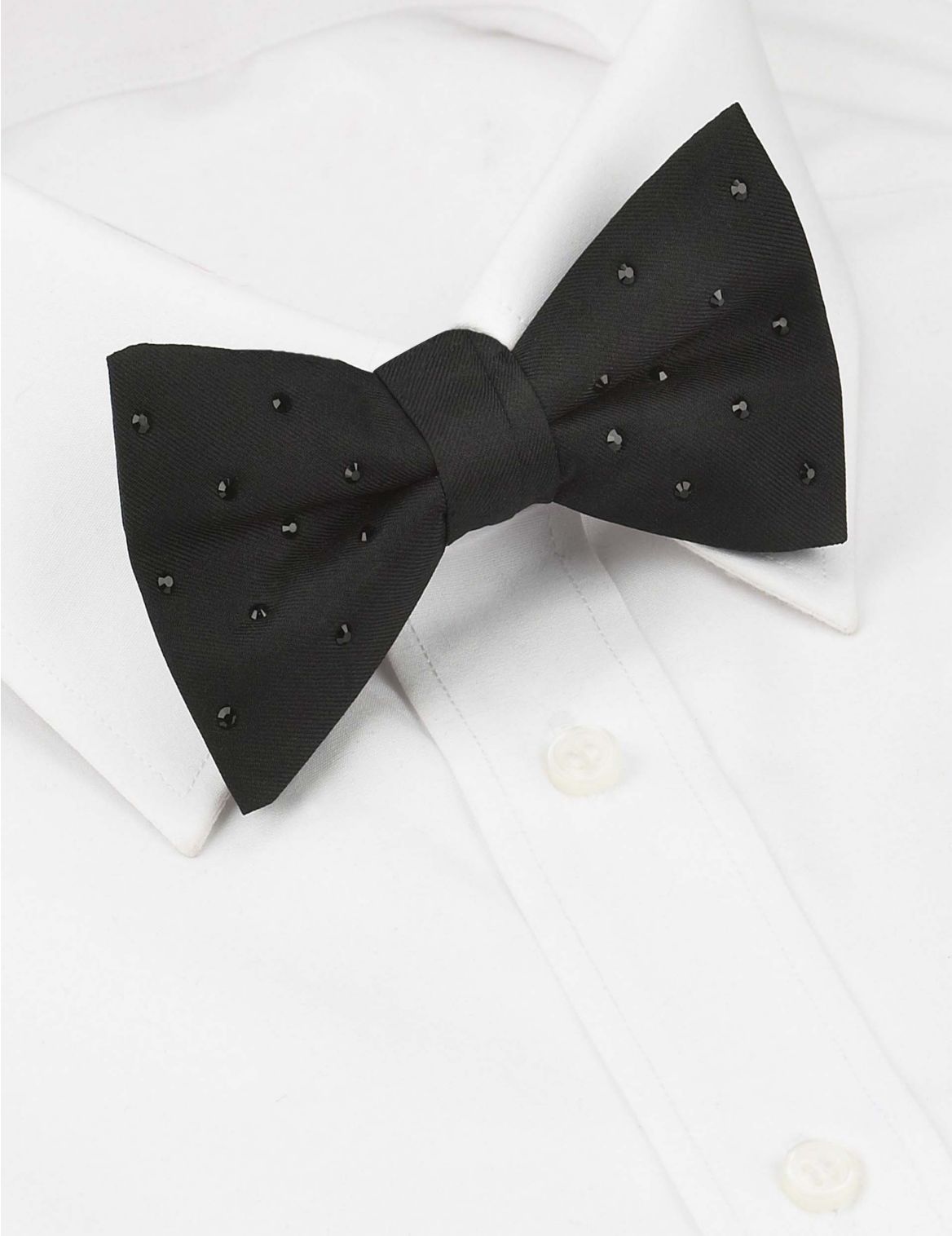 Marks & Spencer Pure Silk Bow Tie MADE WITH SWAROVSKI® ELEMENTS - Black - 1SIZE