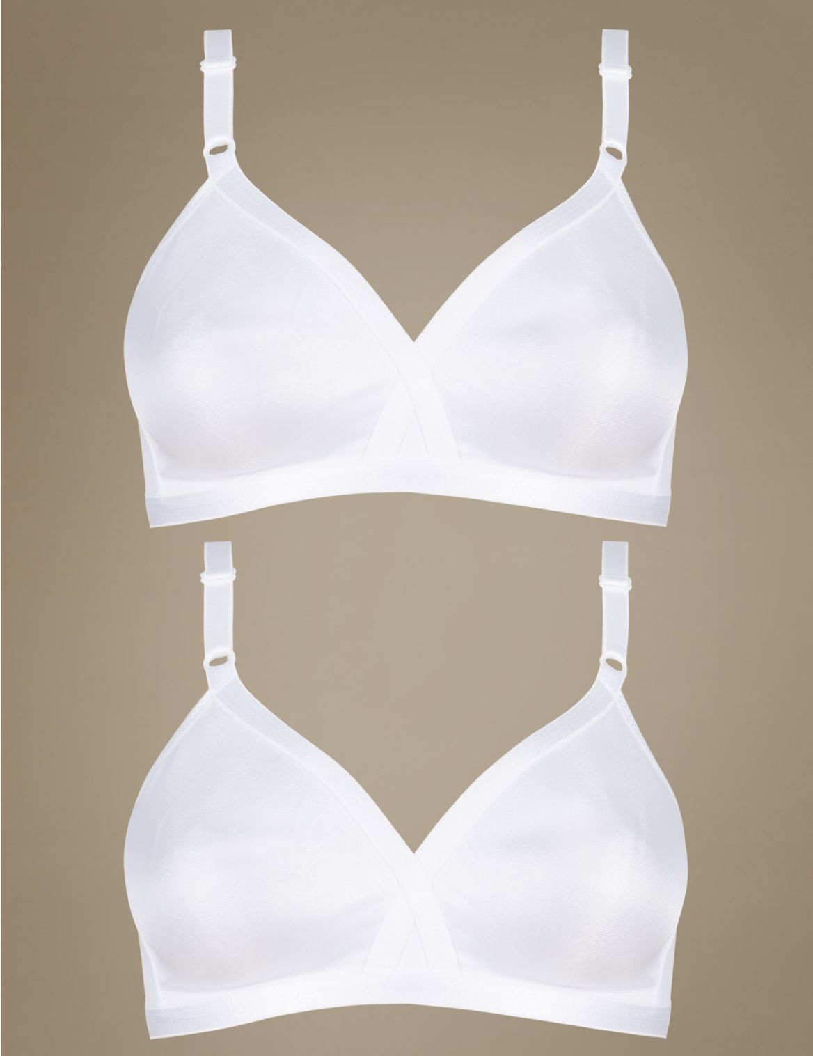 Marks & Spencer 2 Pack Non-Wired Crossover Full Cup A-E Bras - White - 34-B