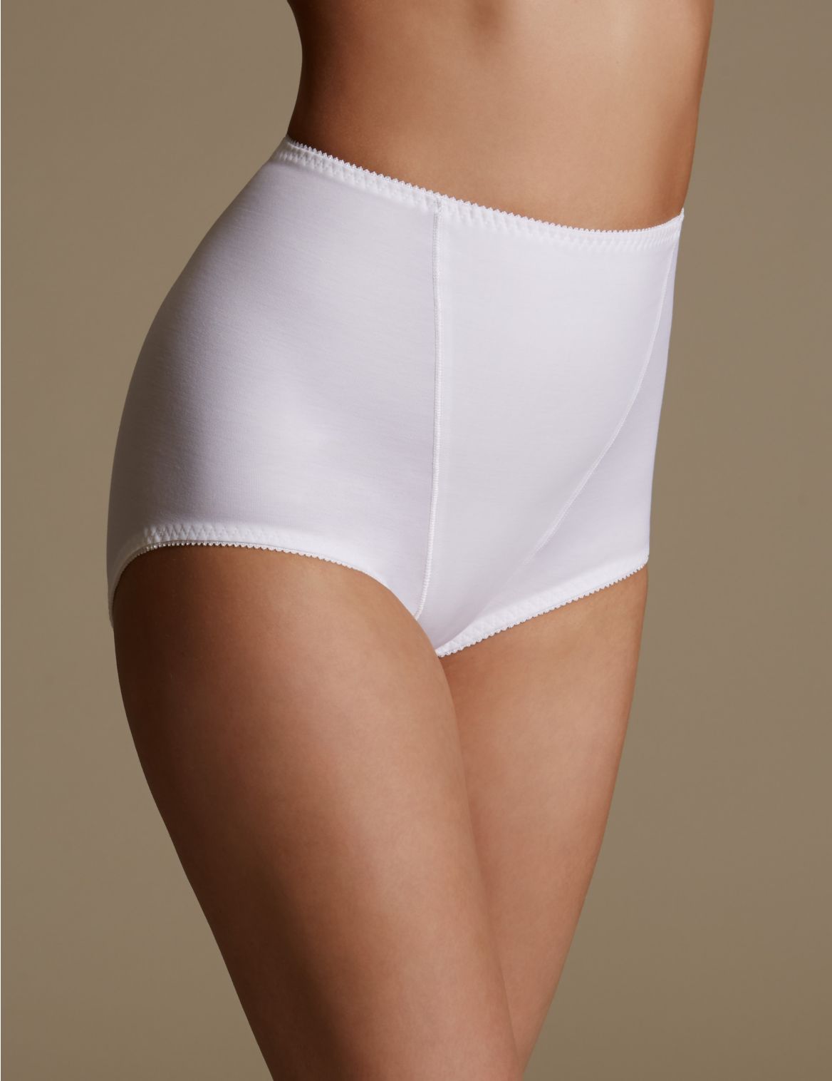 Marks & Spencer Firm Control High Rise Traditional Knickers - White - 25-26