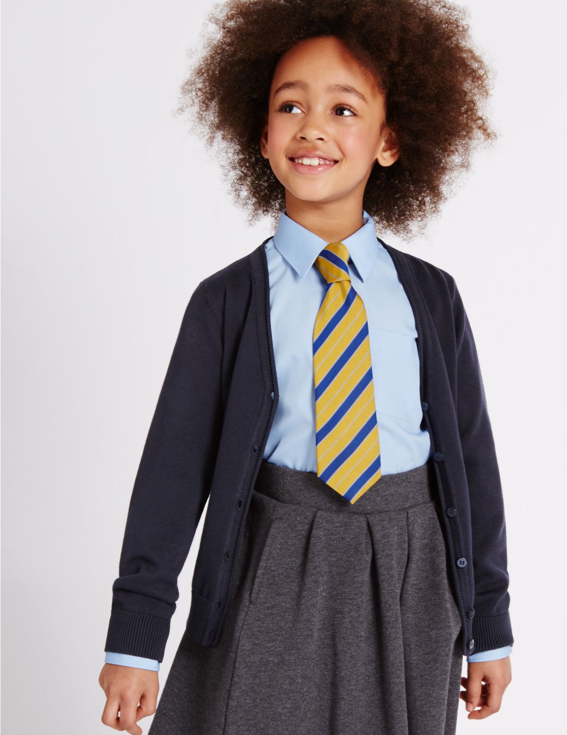 Marks & Spencer Girls' Pure Cotton Cardigan - Navy - 13-14