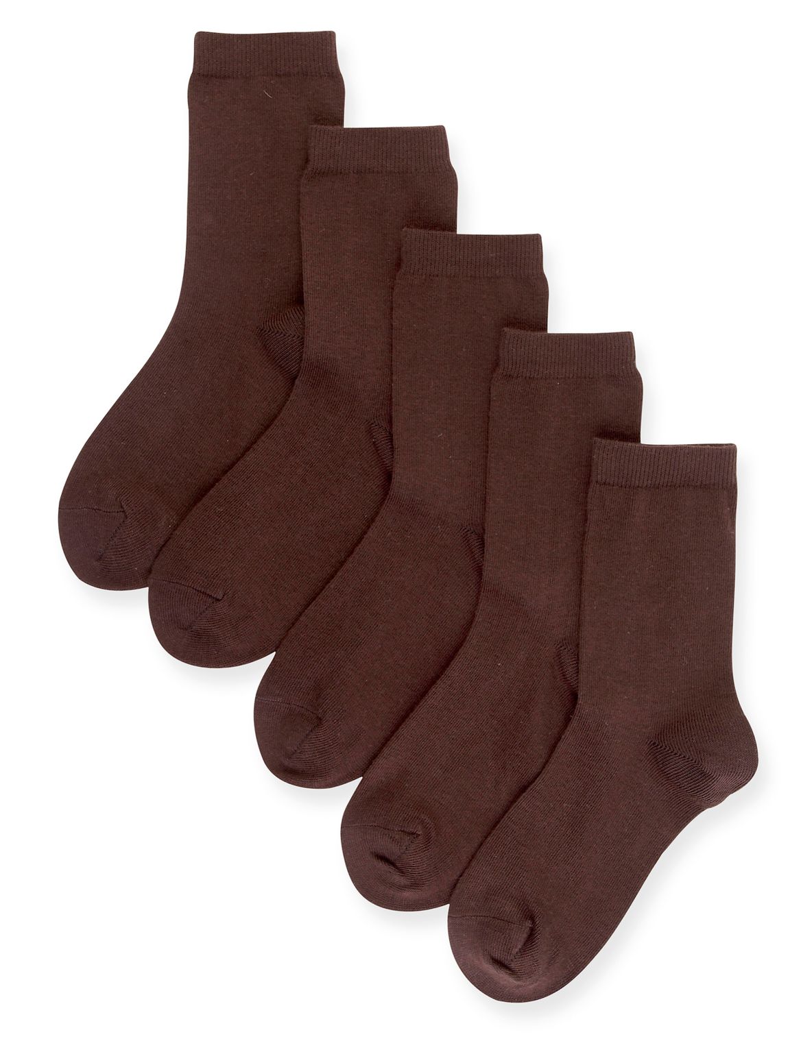 Marks & Spencer 5 Pairs of Freshfeet Cotton Rich School Socks (3-16 Years) - Brown - 8+-12