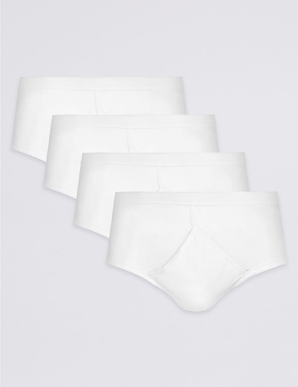 Marks & Spencer 4 Pack Pure Cotton Briefs with StayNEW - White - L