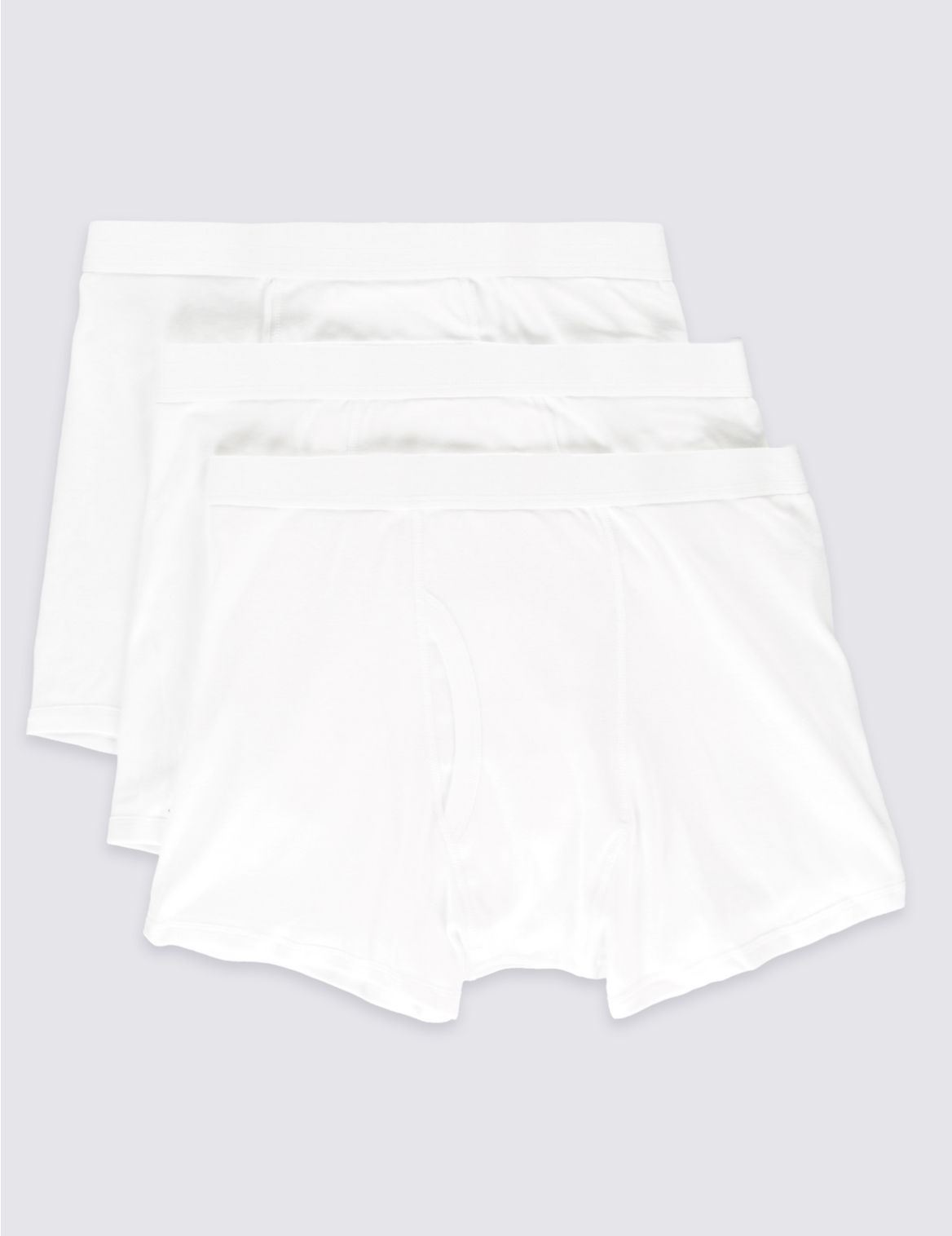 Marks & Spencer 3 Pack Pure Cotton Cool & Fresh Trunks - White - S