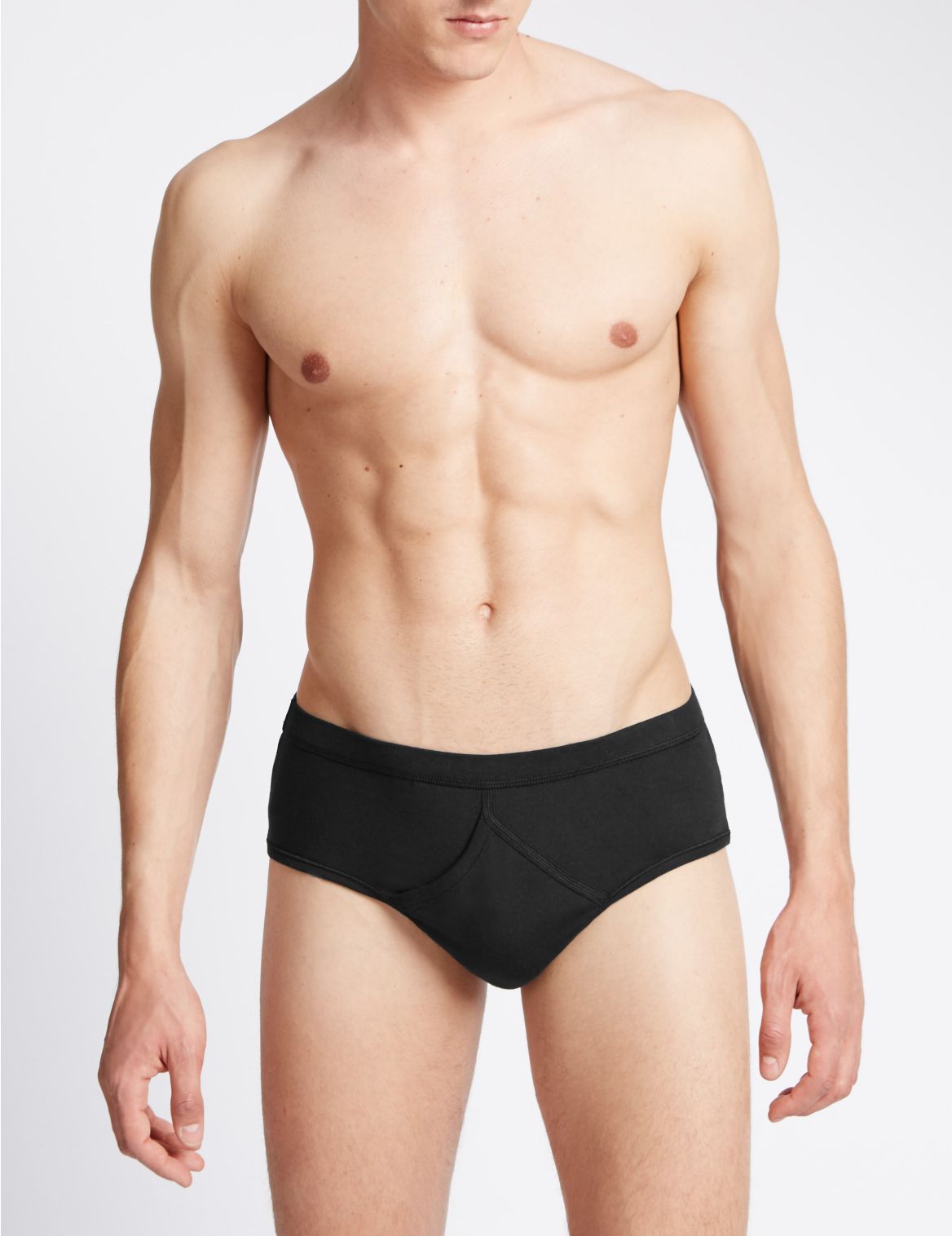 Marks & Spencer 4 Pack Pure Cotton Briefs with StayNEW - Black - M