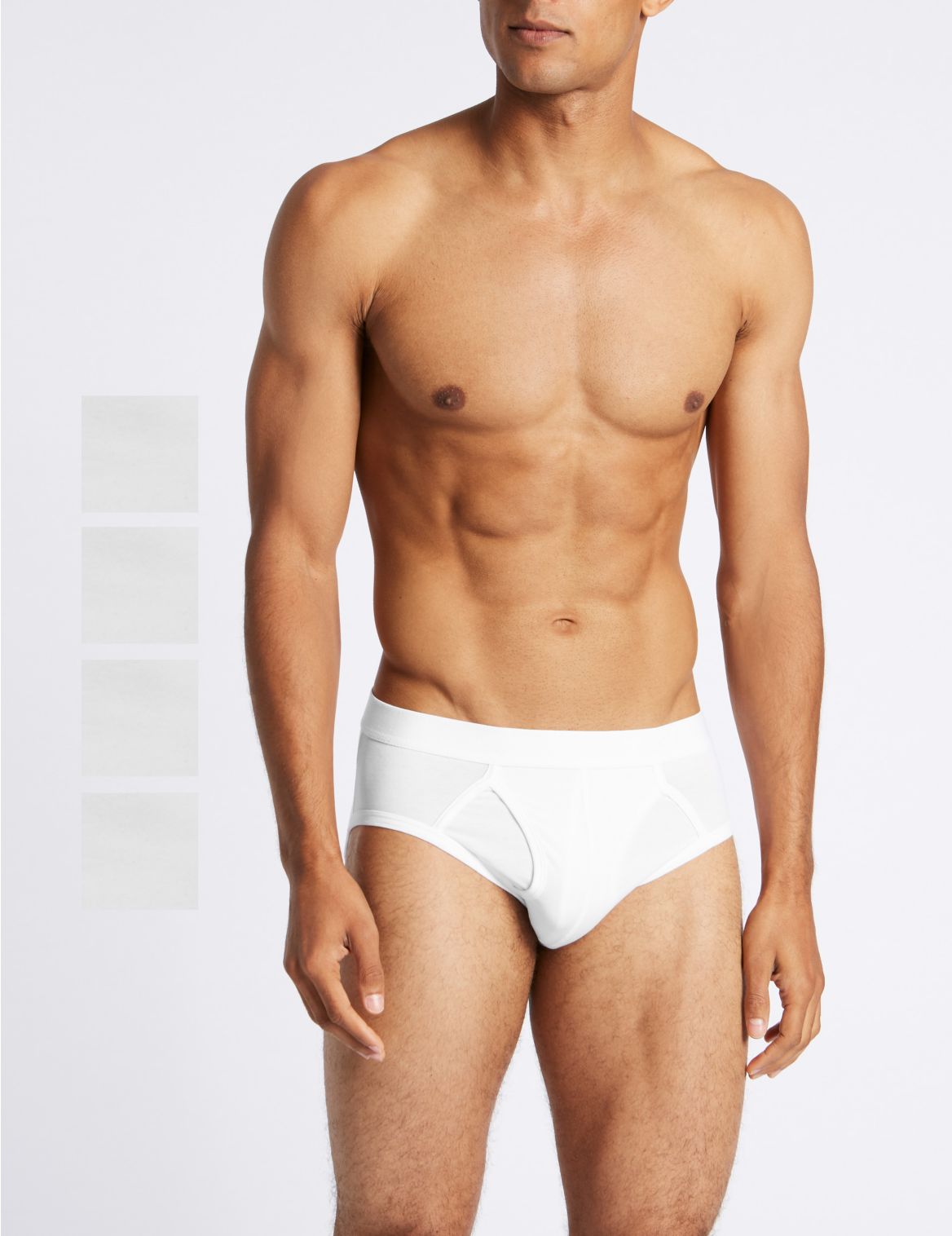 Marks & Spencer 4 Pack Cool & Fresh Stretch Cotton Briefs - White - S