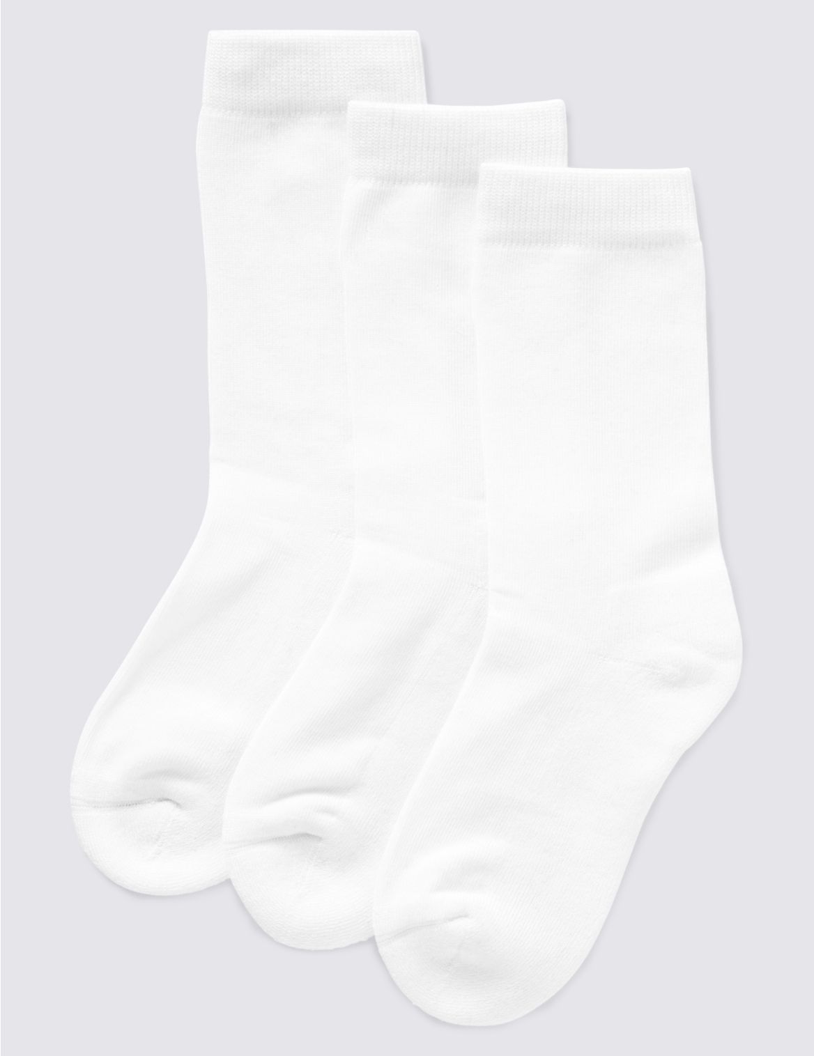 Marks & Spencer 3 Pairs of Freshfeet Ultimate Comfort Socks with Modal (2-16 Years) - White - 8+-12