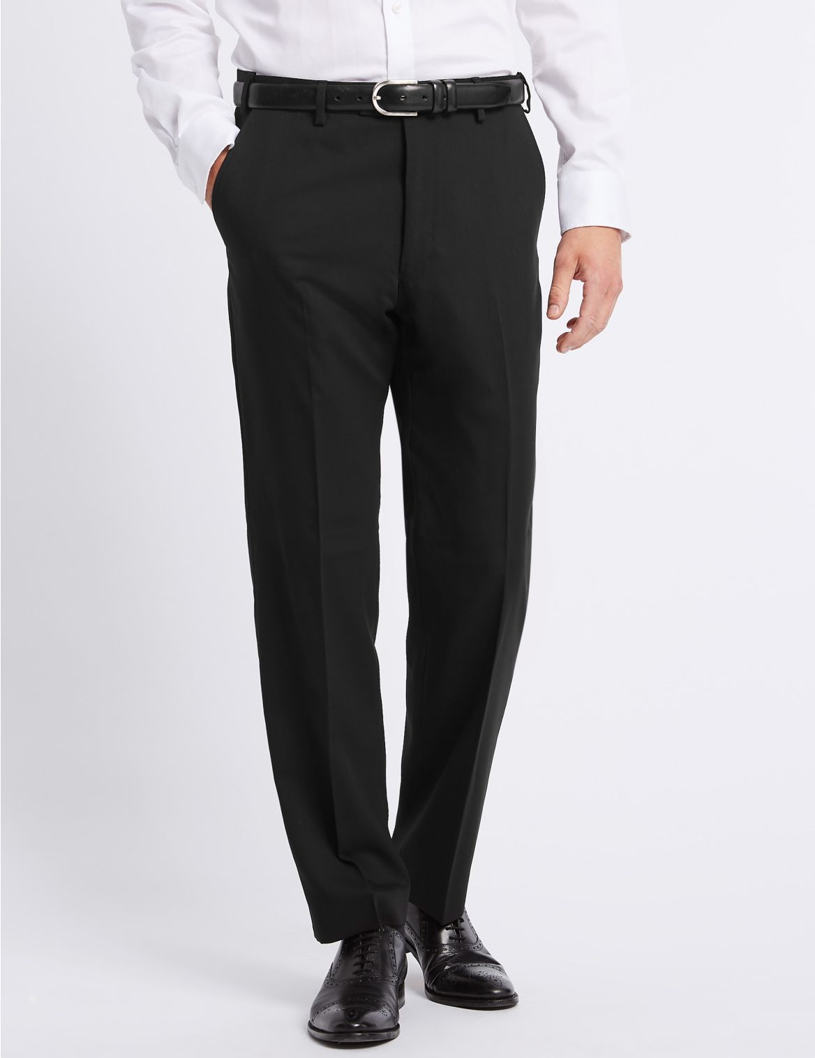 Marks & Spencer Black Regular Fit Trousers - Black - 32-29